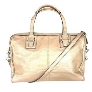 Coach Taylor Champagne metallic satchel zip detachable strap regency mobwife